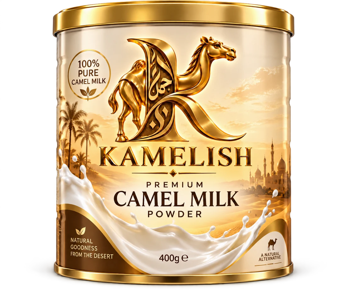 Kamelish pure camel milk powder packaging
